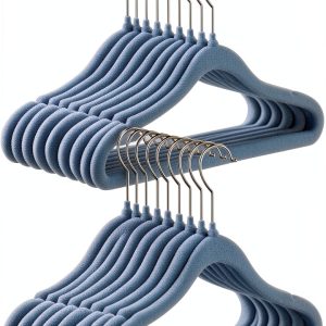 GoodtoU Kids Closet Hangers 11.8 Inch 20 Pack Velvet Anti‑Slip Blue-0