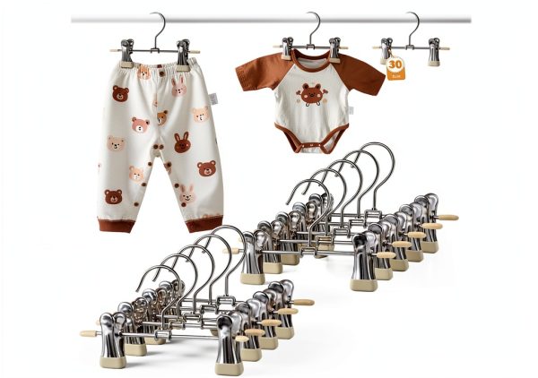 Mity Rain Stainless Steel Baby Hangers 30 Pack Anti‑Slip Rotating-0