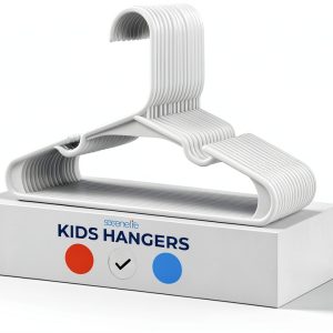 SereneLife Kids Plastic Hangers 60 Pack Non Slip White-0