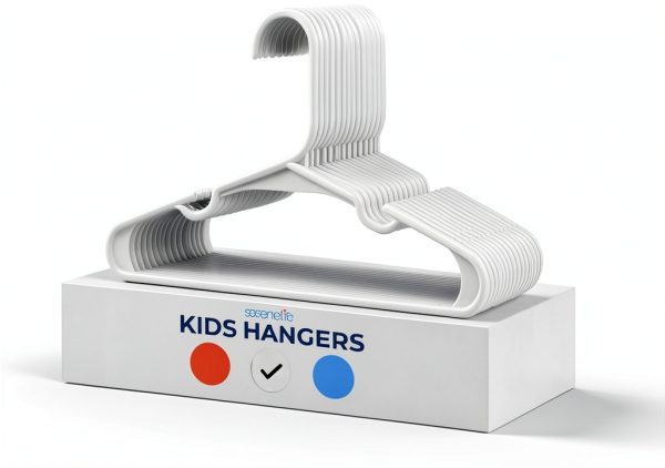 SereneLife Kids Plastic Hangers 60 Pack Non Slip White-0