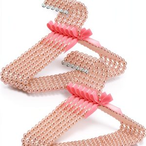 Threan Pink Pearl Beaded Mini Clothes Hanger Set 12pcs Small-0