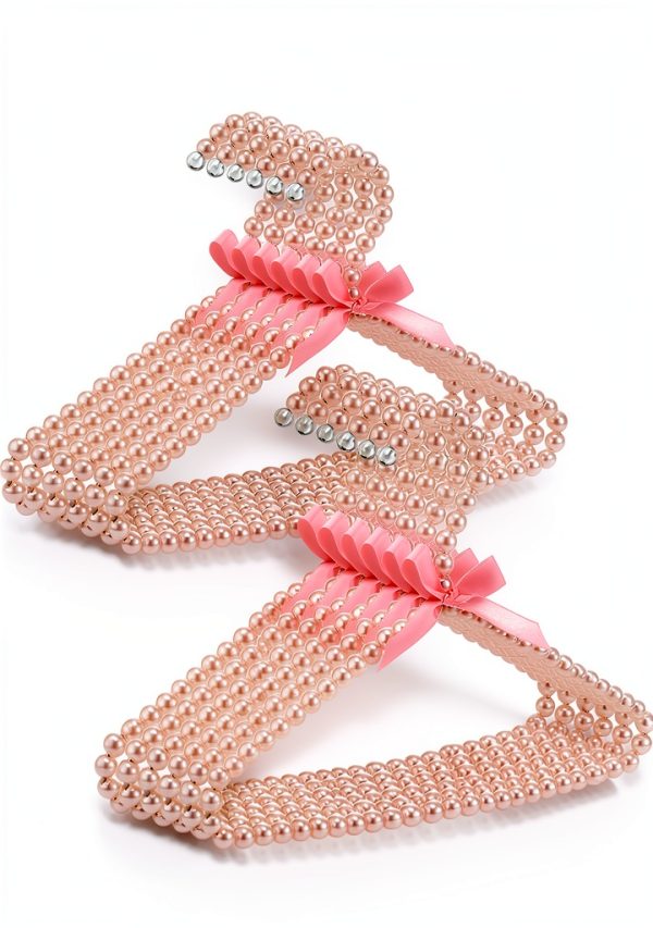 Threan Pink Pearl Beaded Mini Clothes Hanger Set 12pcs Small-0