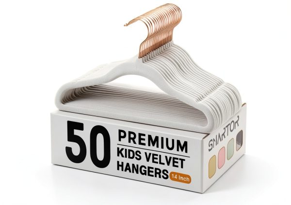 Smartor Velvet Kids Hangers 14 inch 50pcs Gray Thin Non‑Slip Design-0