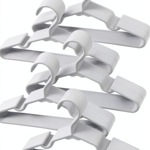 VIIBASE Plastic Closet Hangers 50 Pack White Non‑Slip Shoulder Design-0