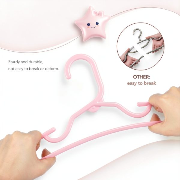 Baby Plastic Hangers HOUSE DAY 60 Pack Pink Anti‑Slip Space‑Saving-4