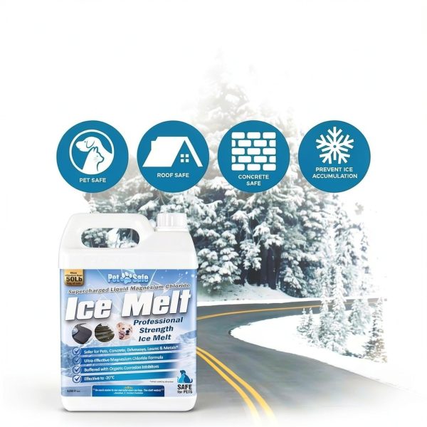 Petra Pet Safe Ice Melt - Deicer for Driveway & Sidewalks Magnesium Chloride Ice Melt, Deicer Spray, Pet Safe Salt Ice Melt, Ice Dam Melt, Liquid Ice Melt - Safe, Fast and Effective (1 Gallon)-1